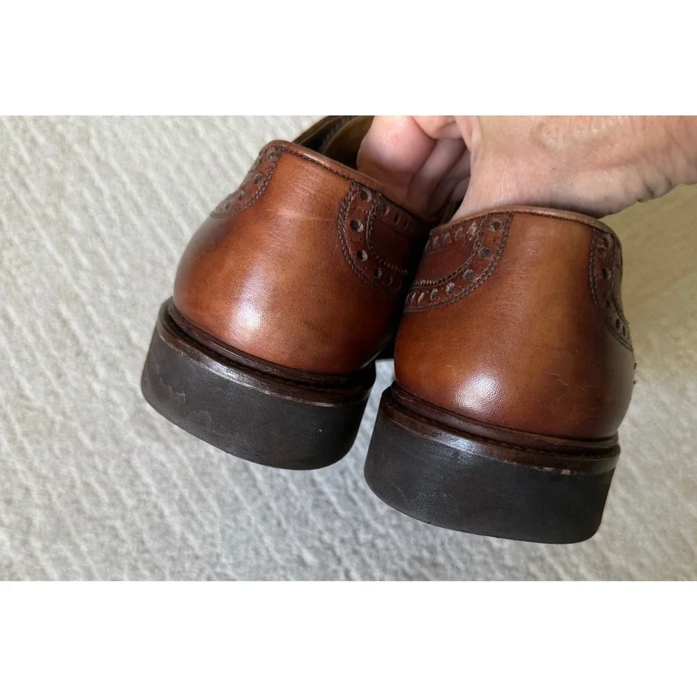 Magnanni Mens‎ Brown Leather Wingtip Brogue Oxford Shoes Vibram Sole 10 M Cognac